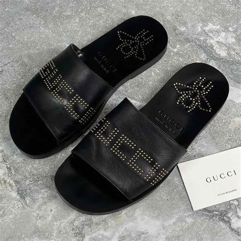 gucci studded slides